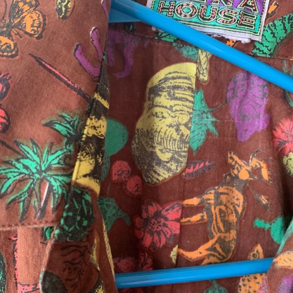 Vintage Retro Animal Print Short Sleeve Button Up - Picture 5 of 5